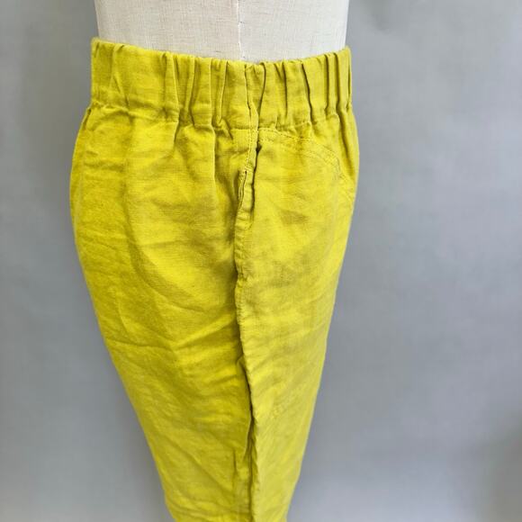 Not Perfect Linen Genova tapered linen Pants Chartreuse size small - Picture 7 of 13